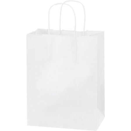 BOX PACKAGING Global Industrial„¢ Paper Shopping Bags, 8"W x 4-1/2"D x 10-1/4"H, White, 250/Pack BGS103W